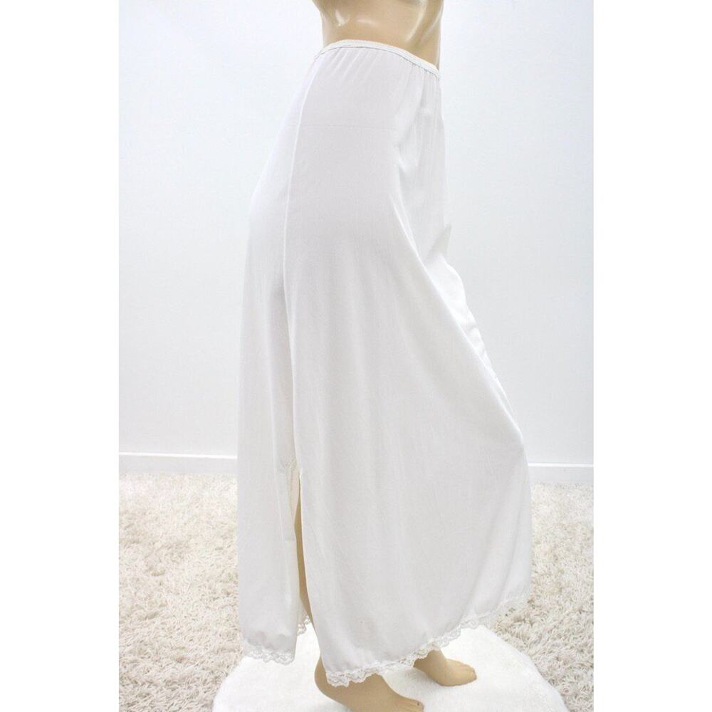 Vintage Snowdon Long White Formal Half Slip Nylon M Slits on both sides